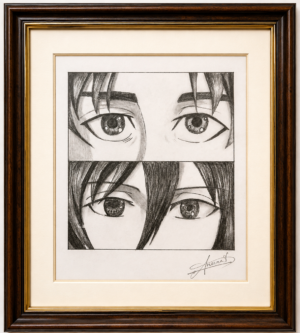 eren yeager & mikasa ackerman anime pencil art