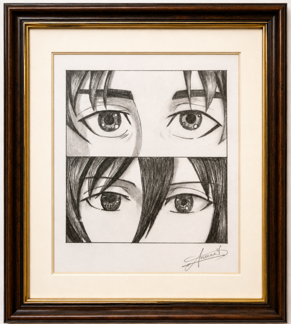 eren yeager & mikasa ackerman anime pencil art