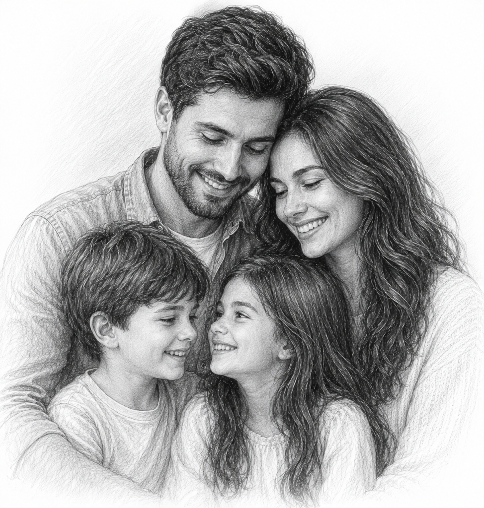 pencil family portraits